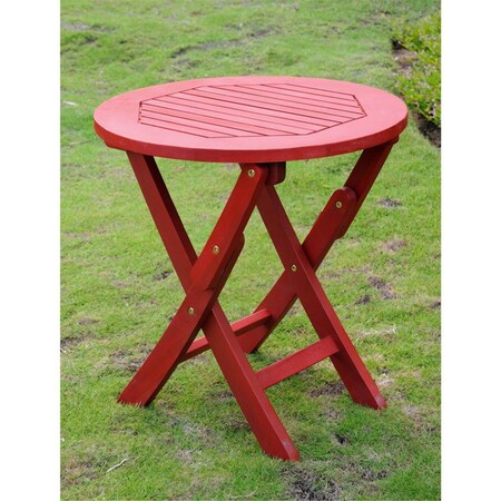 International Caravan Acacia Round Folding Table, Barn Red TT-RT-014-BRD