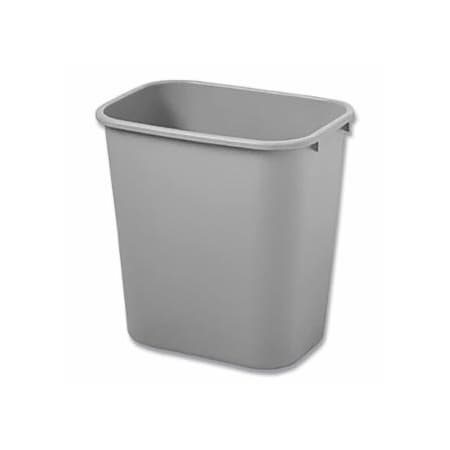 Rubbermaid Commercial Deskside Wastebaskets, 7 gal, Plastic, Gray 640-FG295600GRAY