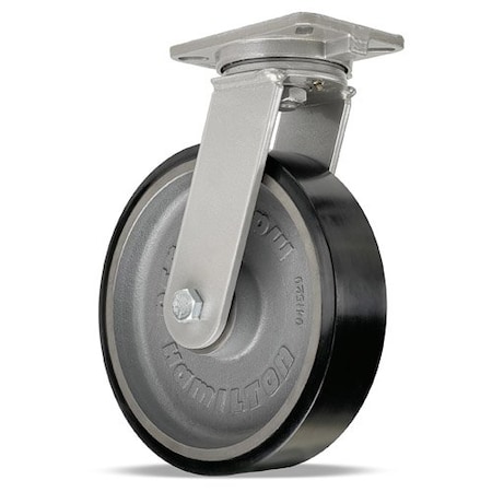Hamilton Champion Swivel Caster, 12" x 3" Duralast XC Polyurethane (70D) on Cast Iron Wheel S-CH-12DB70