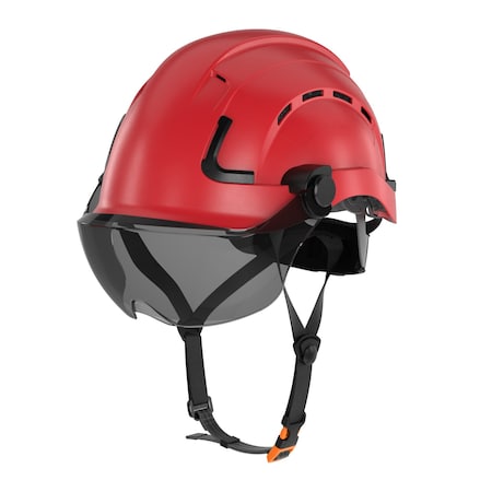 Defender Safety H2-CH Safety Helmet w/ Tinted Visor - Type 2 Class C, ANSI Z89 and EN12492 rated, Red H2-CH-04DV