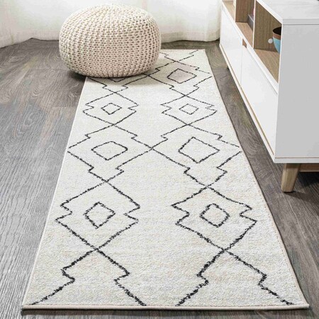 Jonathan Y Alia Moroccan Beni Souk Cream/Black 2 ft. x 8 ft. Runner Rug MOH202A-28