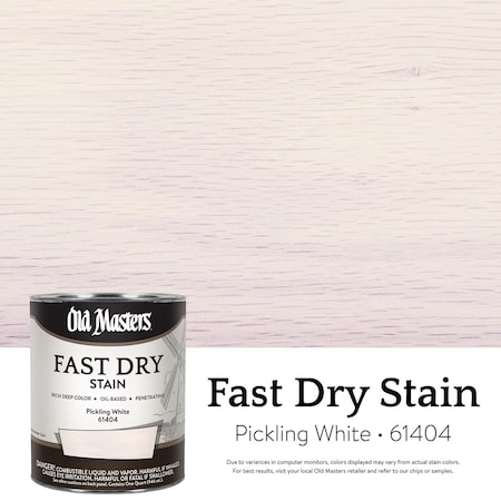 Old Masters Semi-Transparent Pickling White Oil-Based Alkyd Fast Dry Wood Stain 1 qt 61404