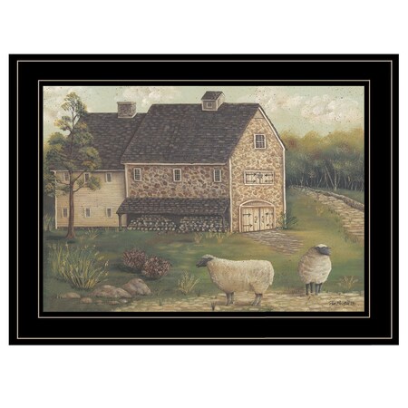 Homeroots Stone Barn 3 Black Framed Print Wall Art 406438