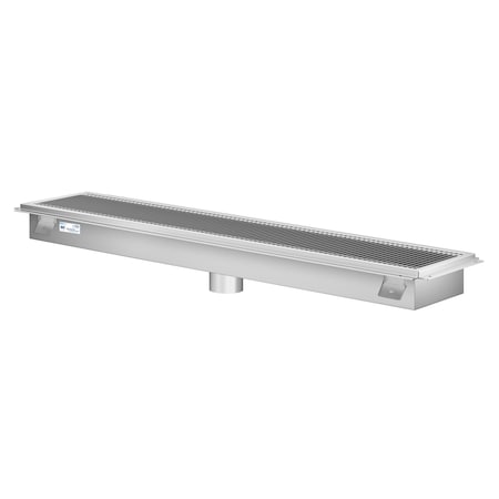 Koolmore 12''x60'' Floor Trough Drain, 14ga W/ Subway-Style Grating & Removable Drain Basket, NSF Listed, SS KM-FTG-1260