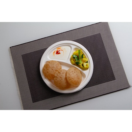 Ecolates 10in Round Plate, 3 Compartments, Molded Fiber, 500PK EL10R3CP500