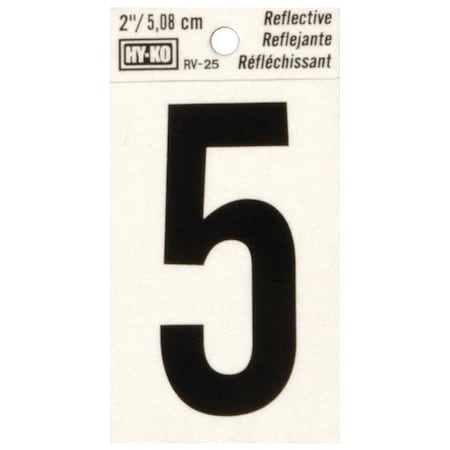 Hy-Ko Number House 5 2In Refl Blk RV-25/5