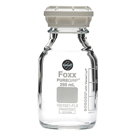 Zoro Select Safety Coated Btl, Boro Glass, 141mm H, PK4 48R-6401-FLS