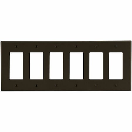 Hubbell Wiring Device-Kellems Wallplate, 6-Gang, 6) Decorator, Brown P266