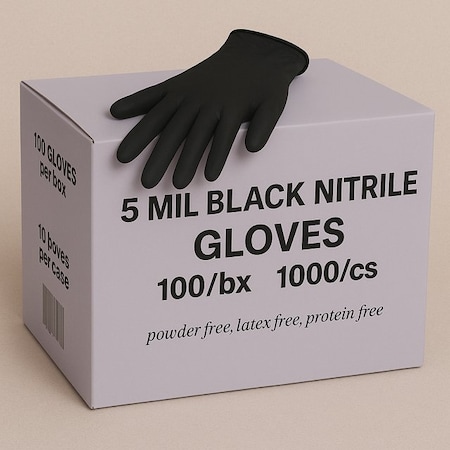 Approved Vendor 5Mil Black Nitrile Gloves XL, 1000PK BPBLK5MILBNitrileXLC