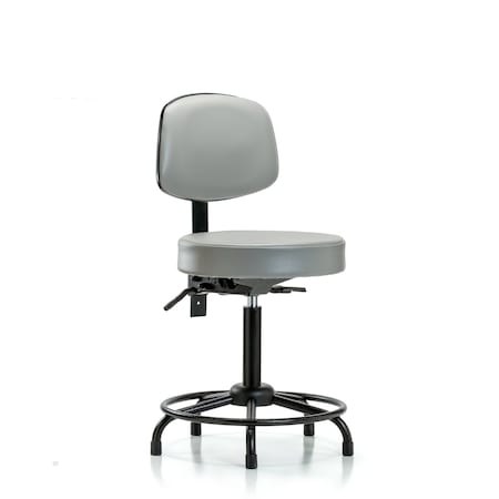 Blue Ridge Ergonomics Med Bench Stool, Vinyl, Bk, RT, Glides, Dov BR-VMBST-RT-T0-RG-8567