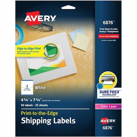 Avery Shipping Labels, Sure Feed Technol, PK50 6876