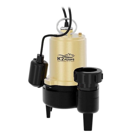 K2 Pumps 1/2 HP Cast Iron Sewage Pump with Tethered Switch and Quick Connect Fitting SWW05001TPK