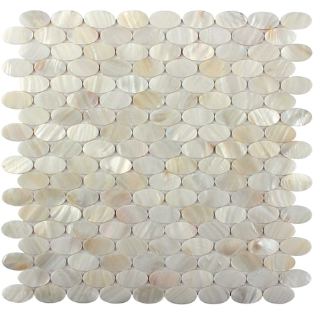 Apollo Tile Bone White 11.2 in x 12 in Shell Polished Floor and Wall Mosaic Tile 18.67 sqft/case, 20PK APLSMA88011A