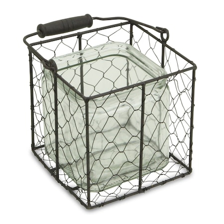 Homeroots 6" Clear and Brown Glass and Metal Lattice Tabletop Lantern Candle Holder 488175