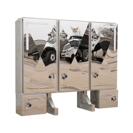 Mytee Products 68 inx80 inx14 in Viking Vaulted Aluminum Trailer Cab Rack with 3 Doors & 2 Toolboxes VK-VLT-3D-II