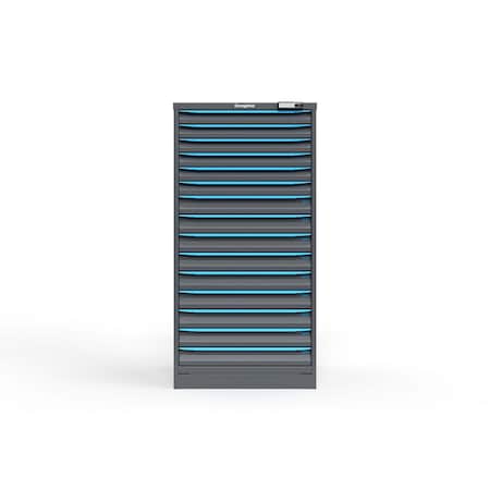 Strong Hold 15 drawer cabinet - (6x 2ft, 9x 3ft) - Blue accents - Electronic Lock S3060-PPRAS-1501FS
