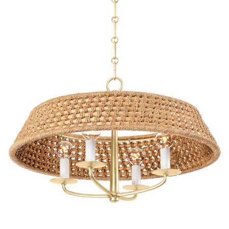 Hudson Valley Lighting Bradley 4 Light Chandelier 22 In. Vintage Gold Leaf 2722-VGL