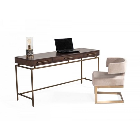 Homeroots 63" Dark Mango Manufactured Wood Rectangular Writing Desk With Three Drawers 482428