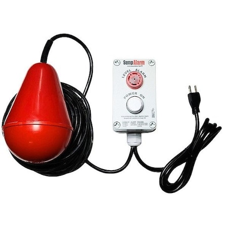 Sump Alarm HighWaterAlarm, Audio, Visual, 120VAC, 100ft SA-120V-2L-100SB