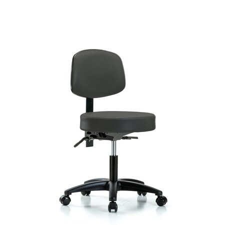 Blue Ridge Ergonomics Desk Stool, Vinyl, Bk, Casters, Gry BR-VDHST-RG-T0-RC-8605