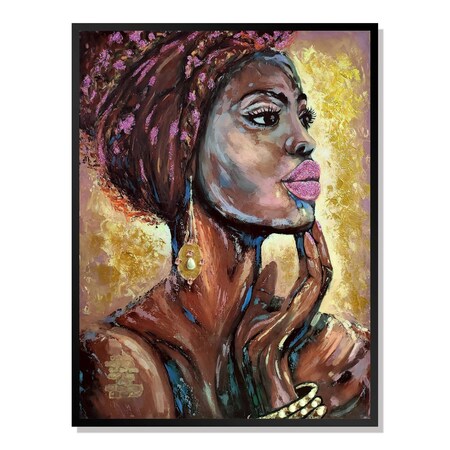 Homeroots 39" x 30" African Profile Floater Frame Canvas Wall Art 719134