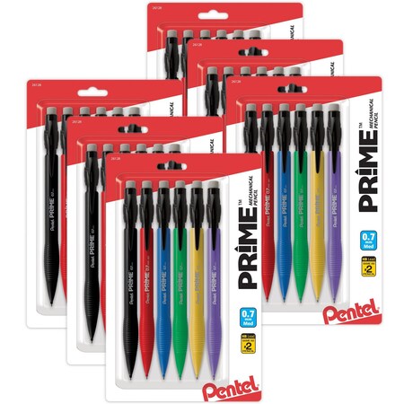 Pentel PRIME Mechanical Pencil (0.7mm) Assorted Barrel Colors, 36PK AX7BP6M