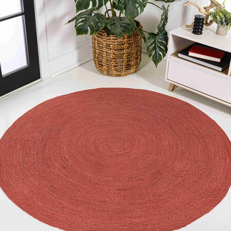 Jonathan Y Zara Braided Coastal Cottage Round Jute Red 5 ft Round Area Rug RNF116A-5R