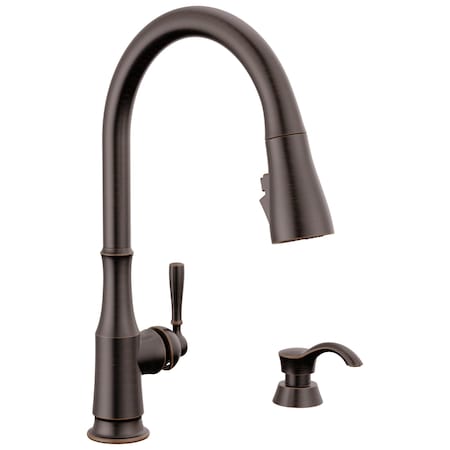 Delta Capertee Single Handle Pull-Down Kitchen Faucet with Soap Dispenser & ShieldSpray Technology 19877Z-RBSD-DST