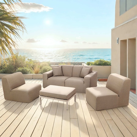 Deko Living 4 Place Seating Brown Outdoor Compressed Foam Sectional Sofas and Ottoman Set COP30117
