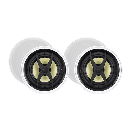 Monoprice Caliber Slim Bezel In-Ceiling Speakers_ 8in Fiber 2-Way (pair) 34707