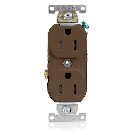 Leviton Straight Blade Receptacle, 5-15R, 15 A, 125V AC, Flush Mount, Self-Grounded TBR15
