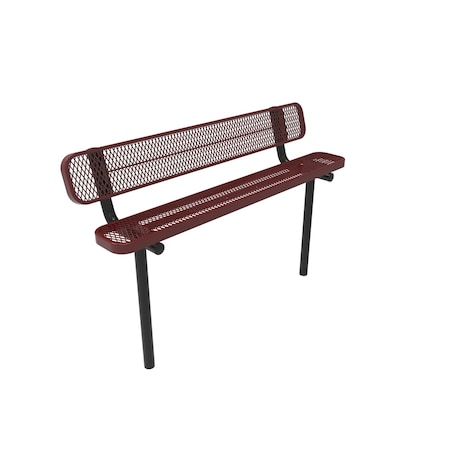 Mytcoat 6ft Outdoor Bench with Back, Inground, Red, Expanded Metal, Industry Standard Coating 804121