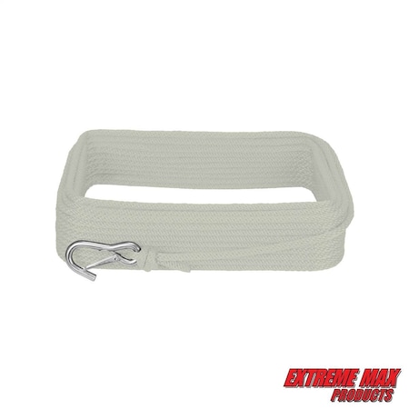Extreme Max 3006.2033 BoatTector Solid Braid MFP Anchor Line with Snap Hook - 3/8" x 100', White 3006.2033