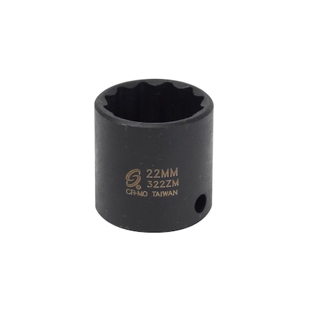 Sunex 3/8 in Dr 22Mm 12 Point Impact Socket 322ZM