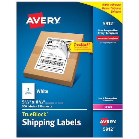 Avery Shipping Address Labels, Laser Pr, PK500 5912