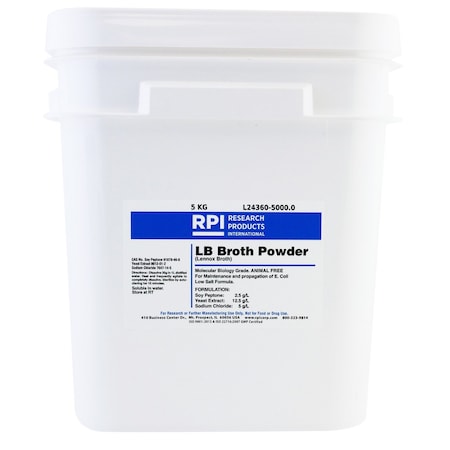 Rpi LB Broth Lennox LB Broth Animal Free, Powder, 5 Kilograms L24360-5000.0
