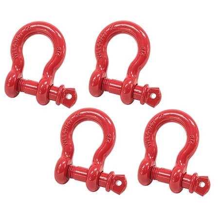 Mytee Products 3/4in 4.75 Tons Anchor Shackle Forged Carbon Steel & Alloy Screw Pin, 4PK SHACKLE-ANCHOR-SP-34x4
