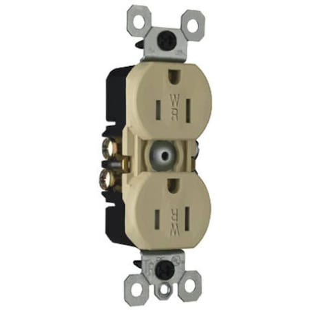 Legrand Straight Blade Receptacle, 5-15R, 15 A, 125V AC, 2 Pole, 3 Wire, Flush Mount, Grounded 3232TRWRICC8