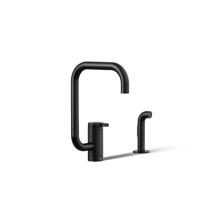 Kohler Components Single-handle kitchen sink faucet with two-function extended-reach spout and side sprayer 28274-BL