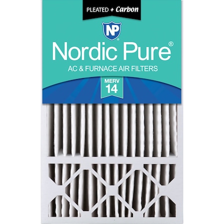 Nordic Pure 16x25x5 Plus Carbon Pleated Air Filter, High Capacity, MERV 14 16x25x5HM14+C-1