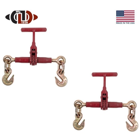 Mytee Products 2PK 5/16in-3/8in Durabilt T-Handle Ratchet Chain Binder w/Grab Hook 7,100 lbs WLL, 2PK CBRS-DR516-THx2