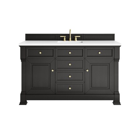 James Martin Vanities Brookfield 60 in. Single Vanity, Black Onyx, w/ 3 CM White Zeus Silestone Top 547-V60S-BKO-3WZ
