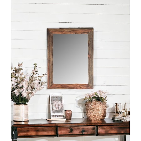 Homeroots 44" Dark Brown Solid Wood Framed Accent Mirror 521563