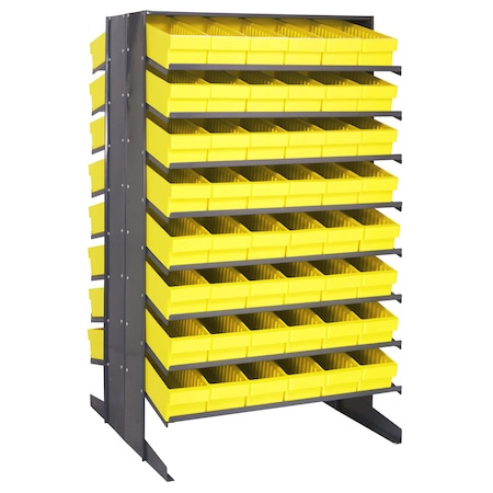 Quantum Storage Systems DOUBLE SIDED PICK RACK W/48 YELLOW BINS QPRD-602YL
