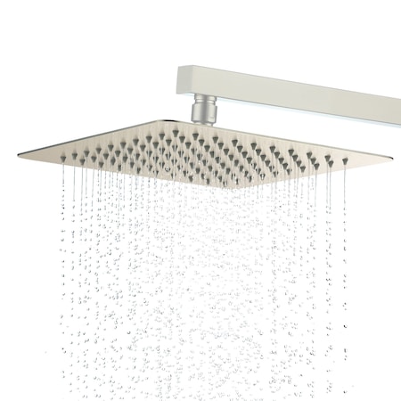 Casainc 12in. 1 Spray Pattern Ceiling Mounted Rain Shower Head Fixture, Brushed Nickel CABR17002S12BN