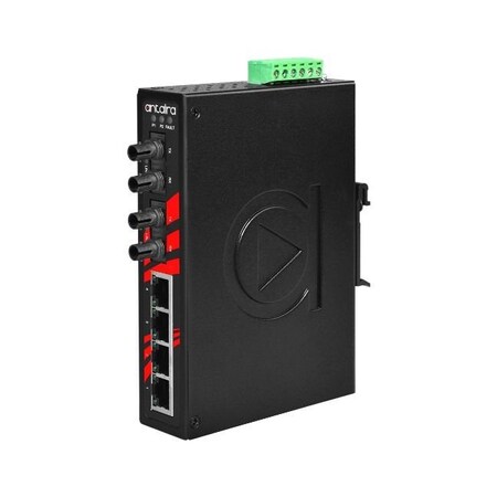 Antaira 6-Port Industrial Unmanaged Ethernet Switch, w/2*100Fx (ST) Mulit-mode 2Km LNX-0602-ST-M