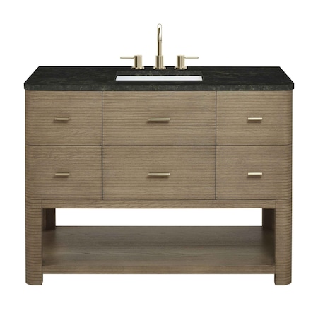 James Martin Vanities Lucian 48" Single Vanity, Pebble Oak, w/ 3 CM Phantome Eclos Widespread Top D704-V48-PBO-WPHT
