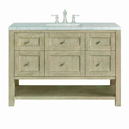 James Martin Vanities Breckenridge 48'' S Vanity, Whitewashed Oak w/ Jasmine Pearl Silestone Top w/ Wireless Charger 330-V48-WWO-FEJP