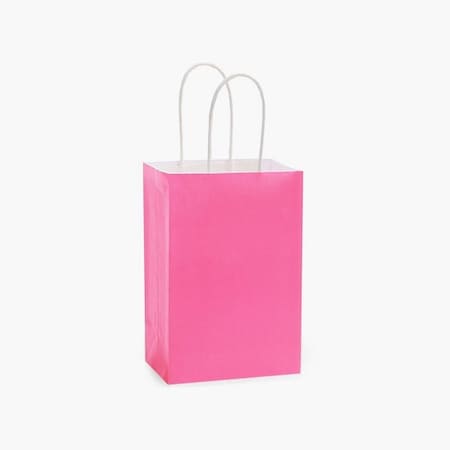 Nashville Wraps Barberrie Pink White Kraft Shopping Bag, Rose 5.5x3.25x8.5, 25PK BPMRW