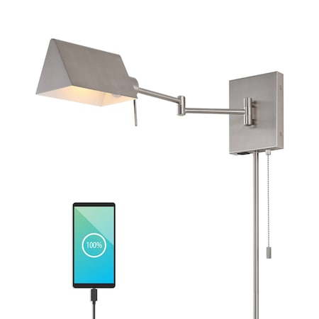 Jonathan Y Arlo 22" 1-Light Farmhouse Industrial Single Swing Arm Plug-In or Hardwired Iron LED Wall Sconce w/P JYL6015C